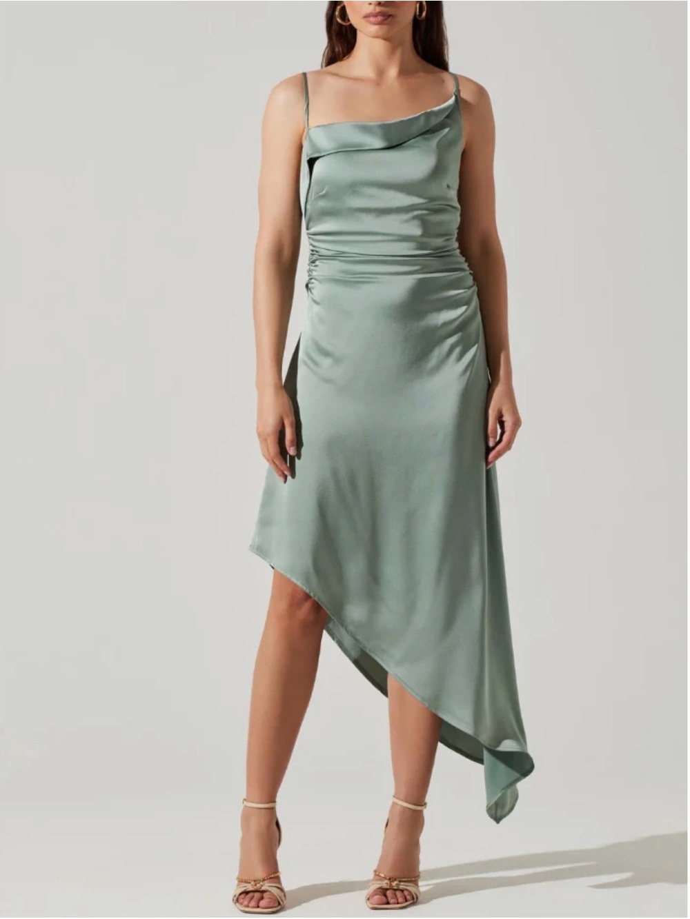 Astr The Label Mirie Cowl Neck Midi Dress Sage